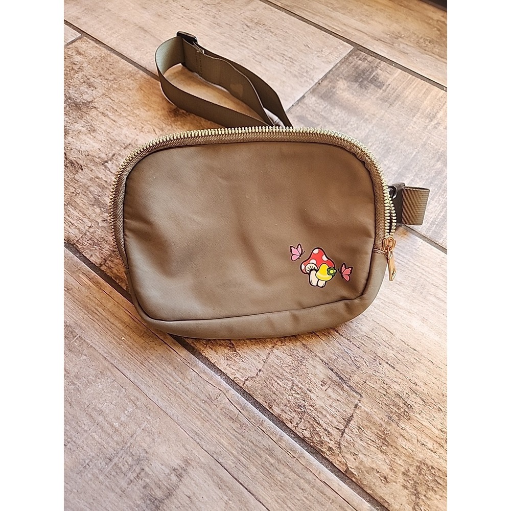 Like Dreams Crossbody Bag Purse Olive Green Mushrooms